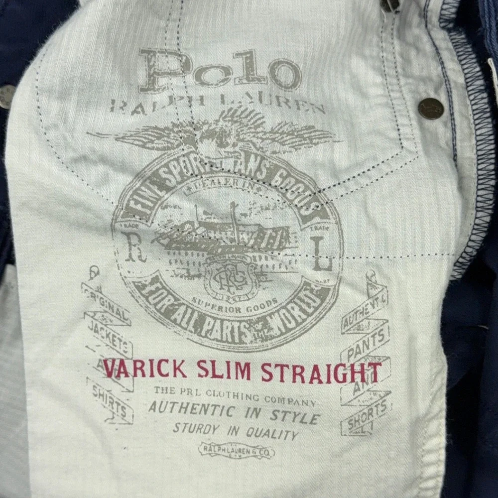 Polo Ralph Lauren Pants Men 36x34 Blue Varick Slim Straight Chino Cotton Stretch